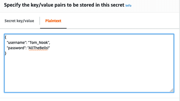 Screen capture of plaintext secret